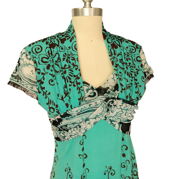 Anac Designed by Kimi Vintage Y2K Mesh Midi Dress Size M Blue Floral Polka Dot - Picture 5 of 9
